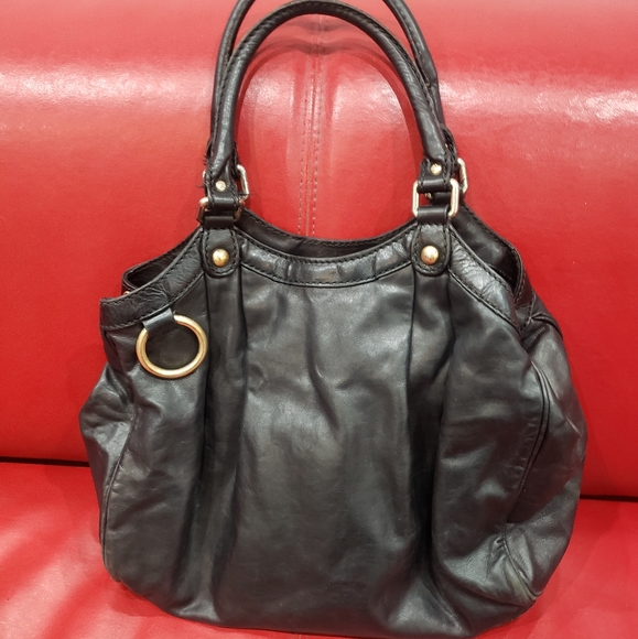 Gucci Top Handle Sukey Pebbled WITHOUT Gg Charm Black Calfskin Leather Shoulder - Picture 2 of 16